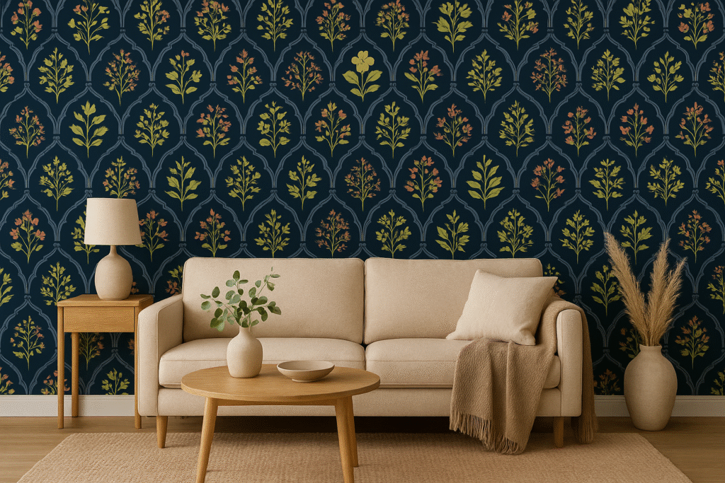 match wallpaper for wall with furniture