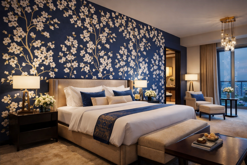 Hotels bedroom  Use Wallpaper for Wall 